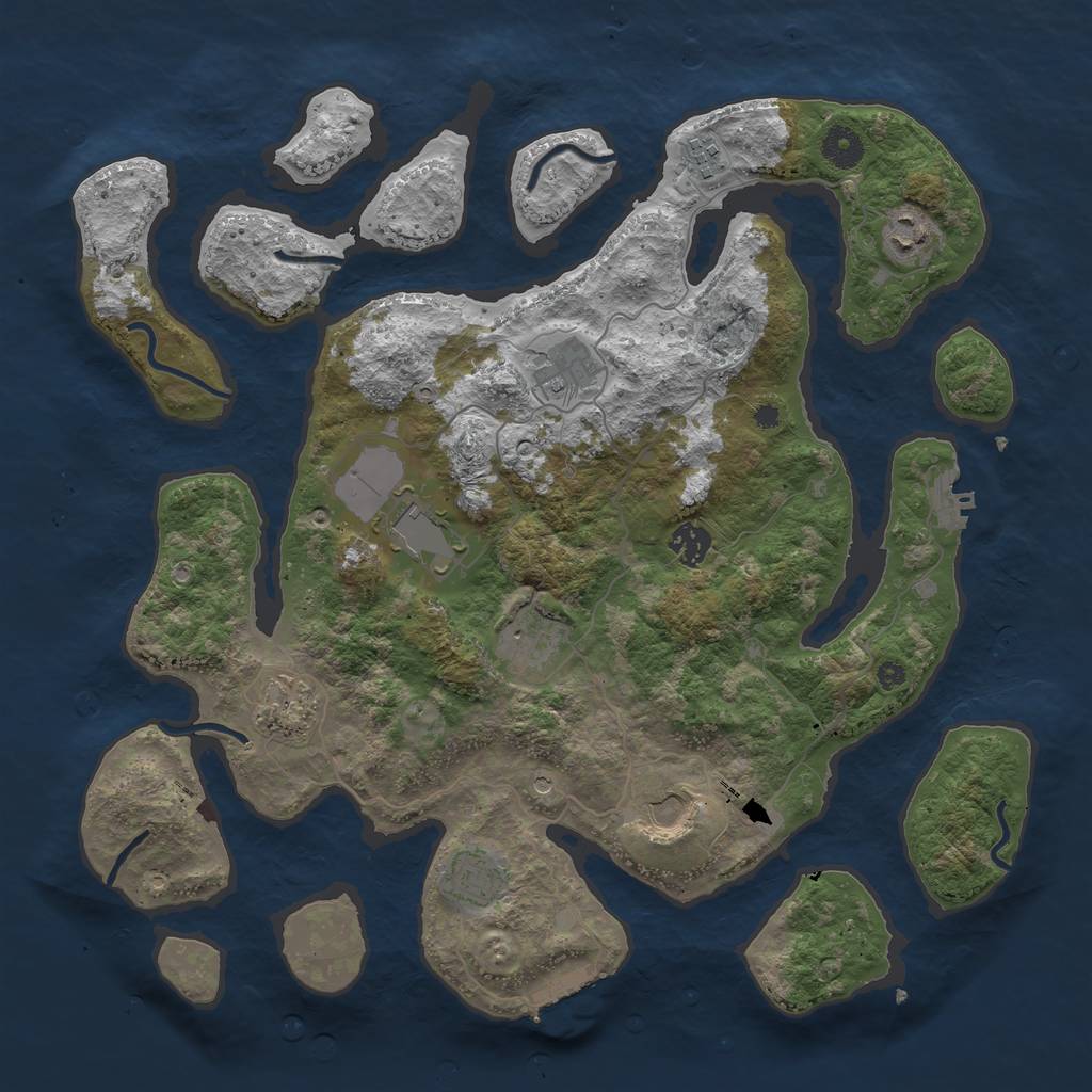 Rust Map: Procedural Map, Size: 3950, Seed: 378159, 14 Monuments