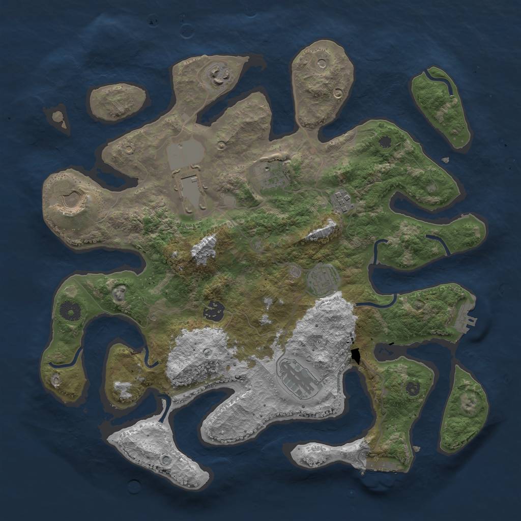 Rust Map: Procedural Map, Size: 3750, Seed: 69181717, 13 Monuments