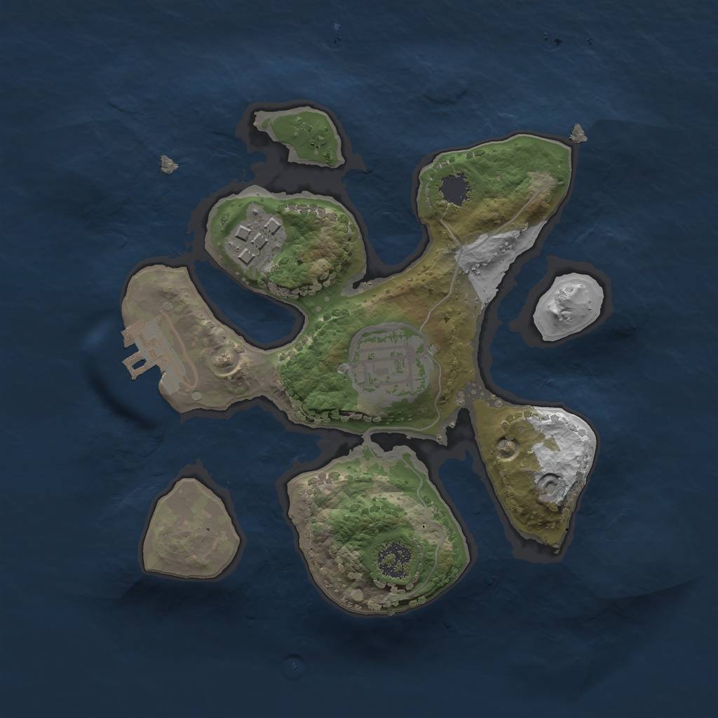 Rust Map: Procedural Map, Size: 2000, Seed: 2116972432, 5 Monuments