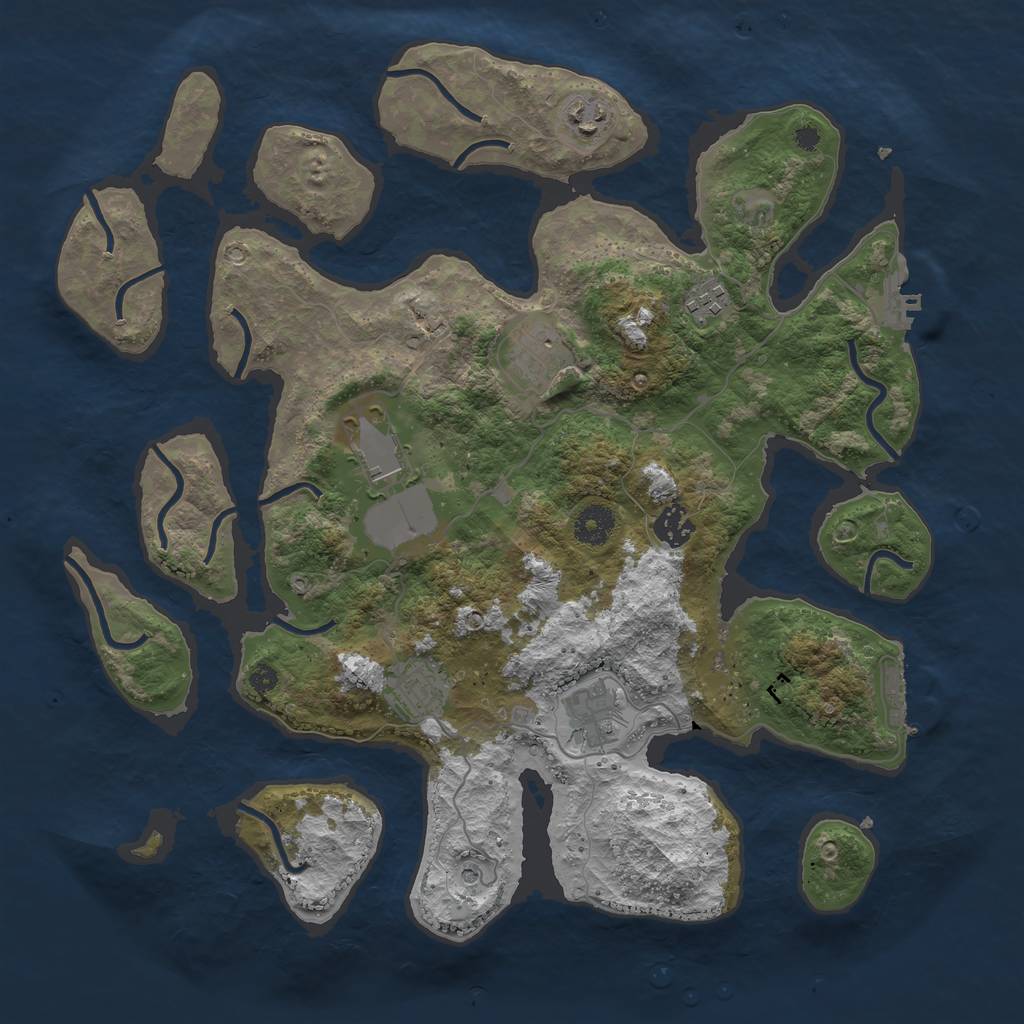 Rust Map: Procedural Map, Size: 3800, Seed: 1071234669, 12 Monuments