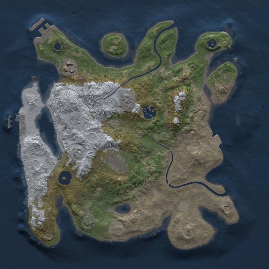 Rust Map: Procedural Map, Size: 3000, Seed: 273177, 8 Monuments