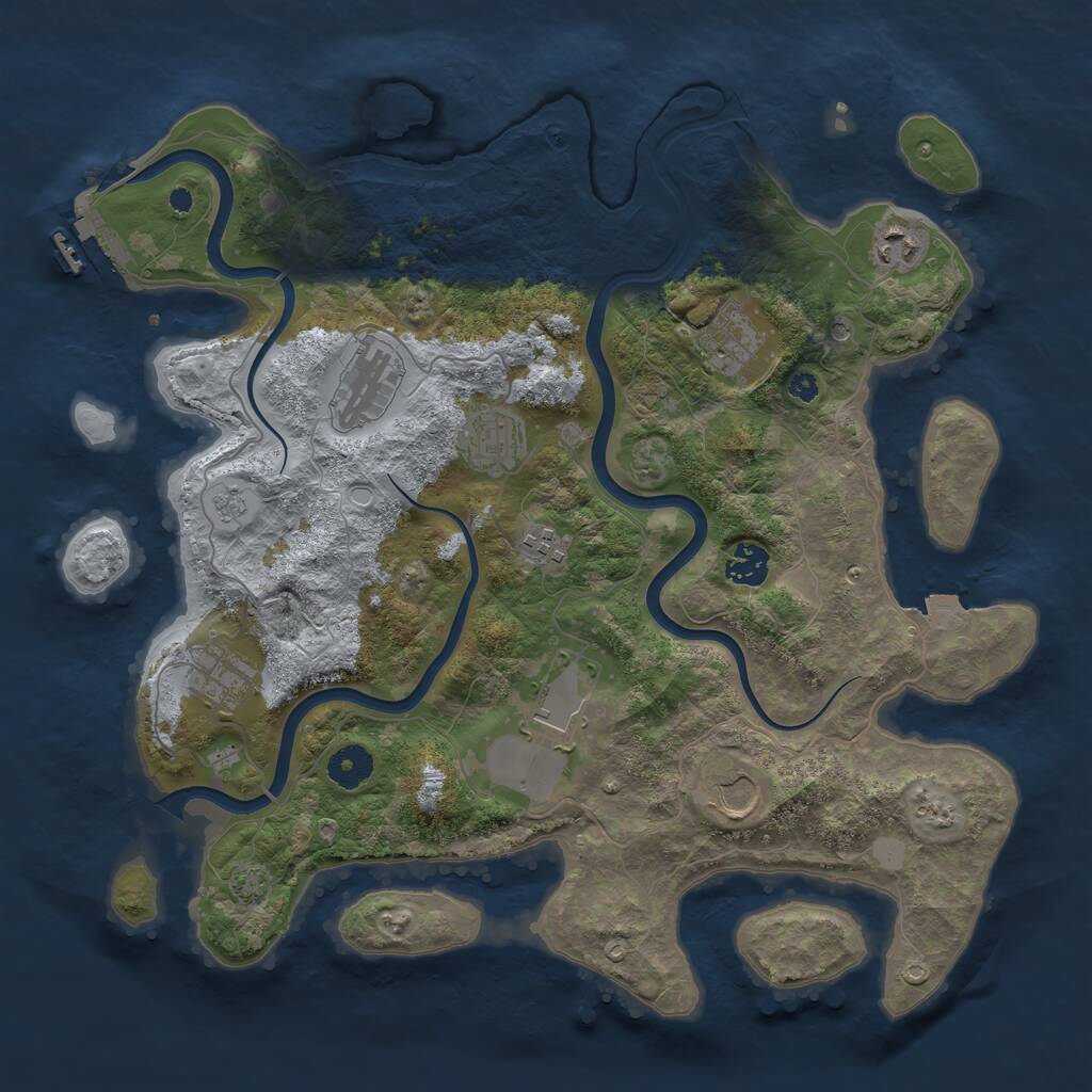 Rust Map: Procedural Map, Size: 3800, Seed: 133007, 14 Monuments