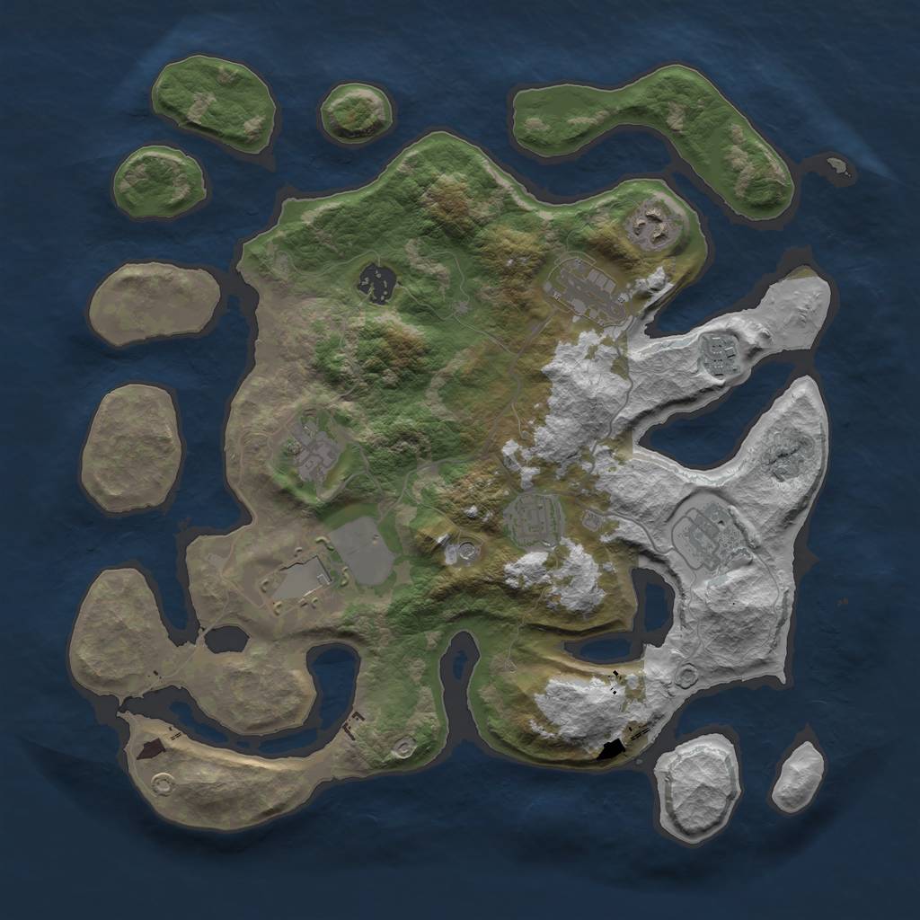 Rust Map: Barren, Size: 3600, Seed: 2050, 11 Monuments