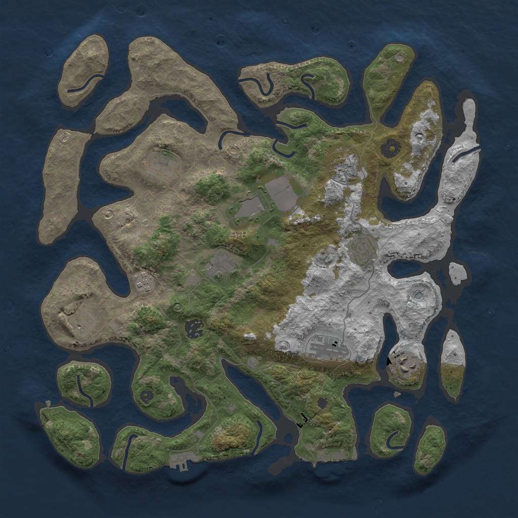 Rust Map: Procedural Map, Size: 3950, Seed: 867884, 15 Monuments