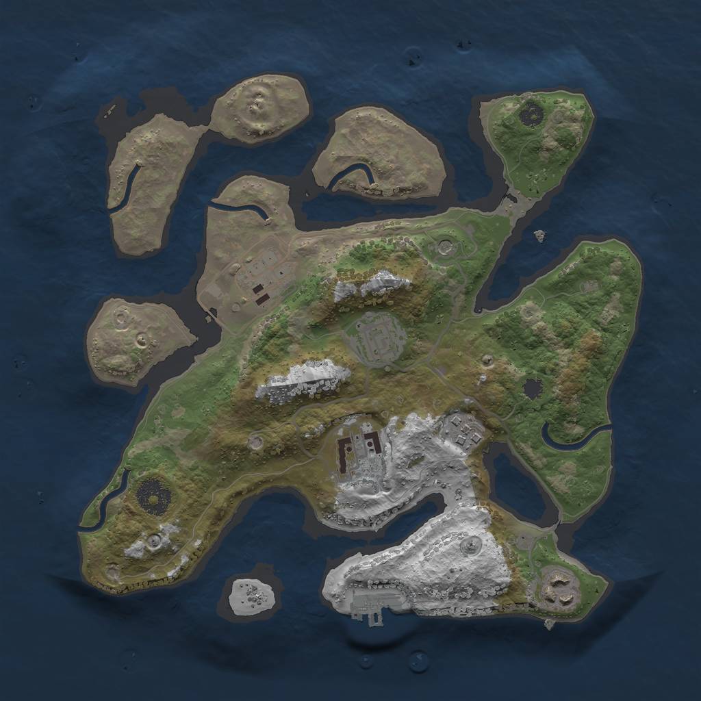 Rust Map: Procedural Map, Size: 3000, Seed: 485994, 9 Monuments