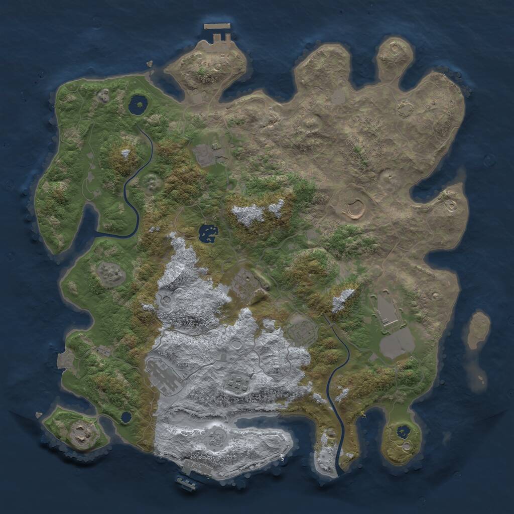 Rust Map: Procedural Map, Size: 3950, Seed: 714427, 15 Monuments