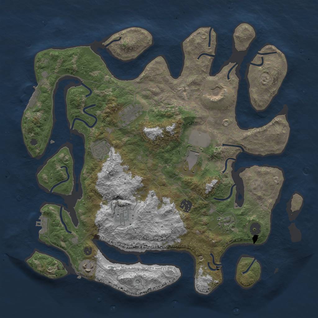 Rust Map: Procedural Map, Size: 3950, Seed: 714427, 13 Monuments