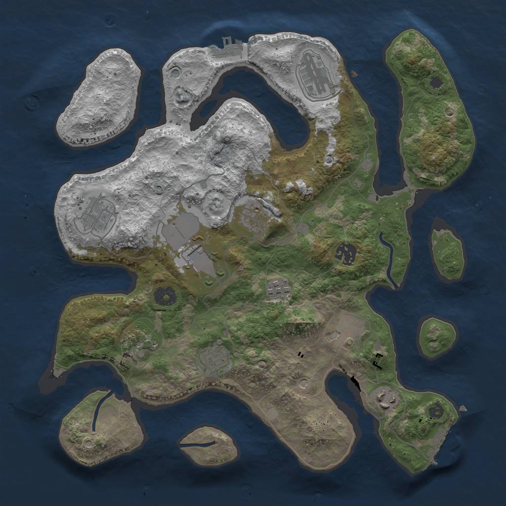 Rust Map: Procedural Map, Size: 3500, Seed: 2036194238, 15 Monuments