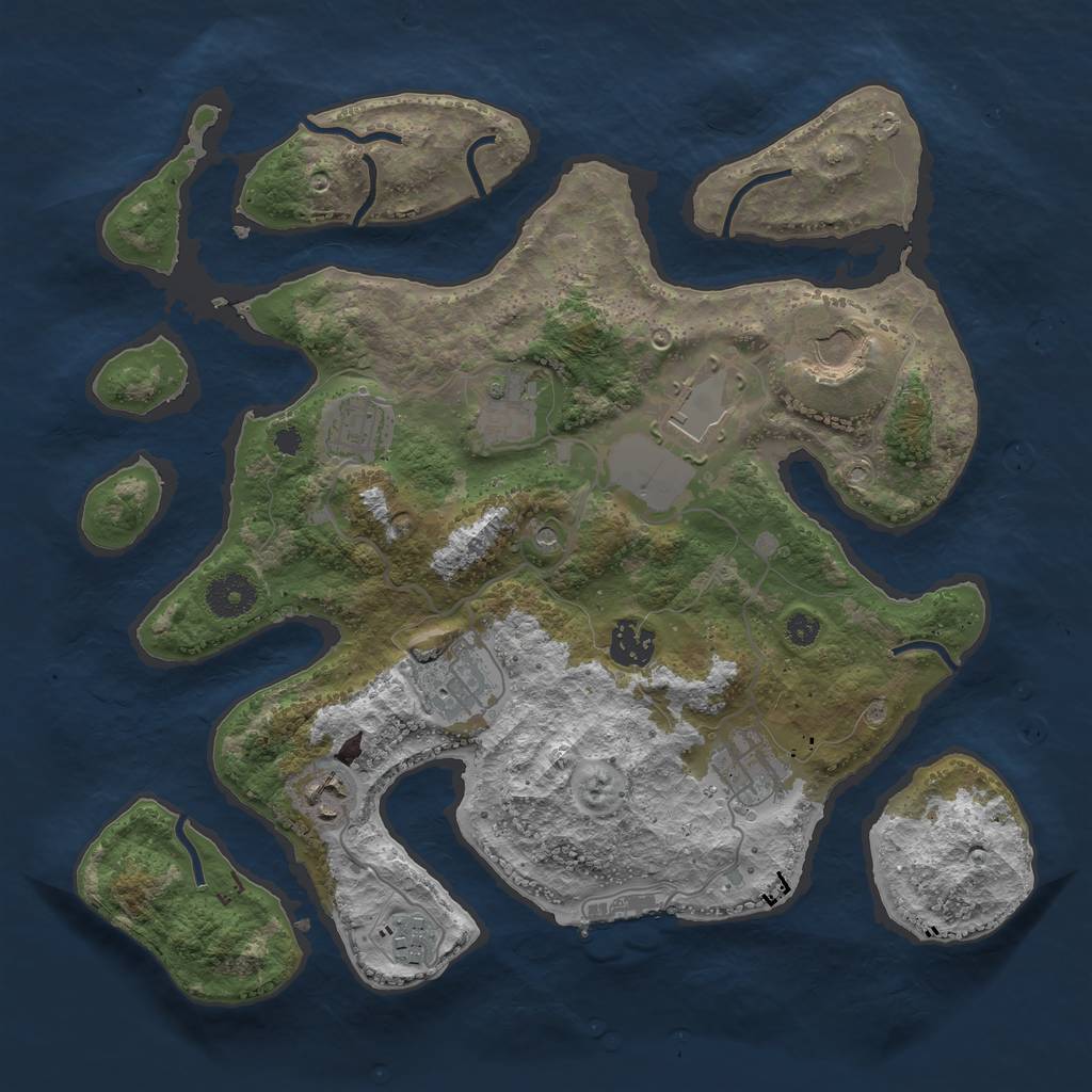 Rust Map: Procedural Map, Size: 3500, Seed: 596649308, 13 Monuments