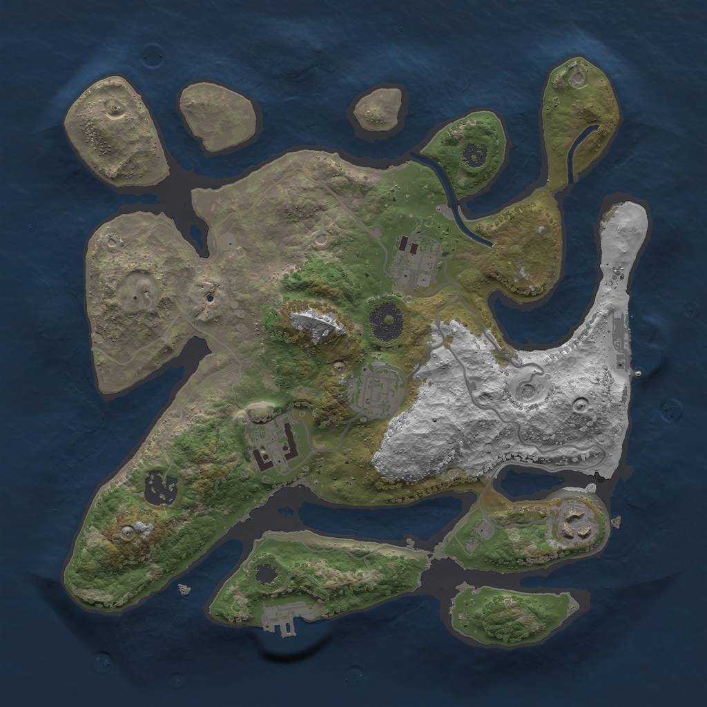 Rust Map: Procedural Map, Size: 3000, Seed: 317843, 10 Monuments