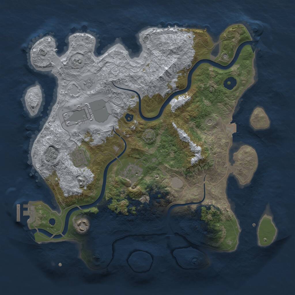 Rust Map: Procedural Map, Size: 3500, Seed: 9701527, 10 Monuments