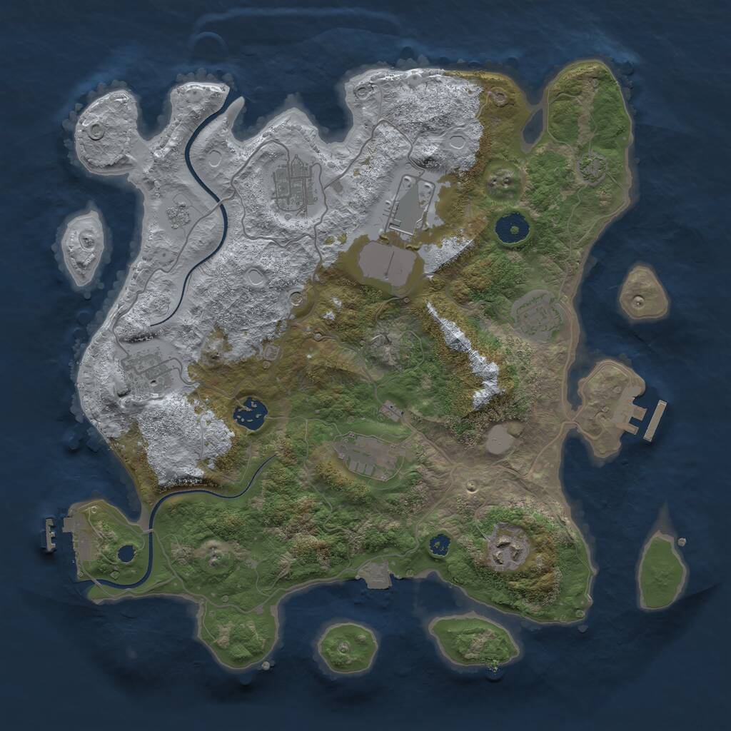 Rust Map: Procedural Map, Size: 3500, Seed: 9701527, 13 Monuments