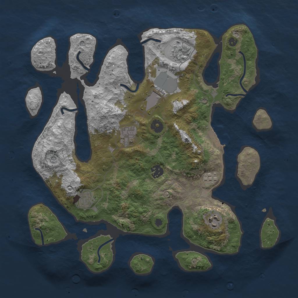 Rust Map: Procedural Map, Size: 3500, Seed: 9701527, 11 Monuments