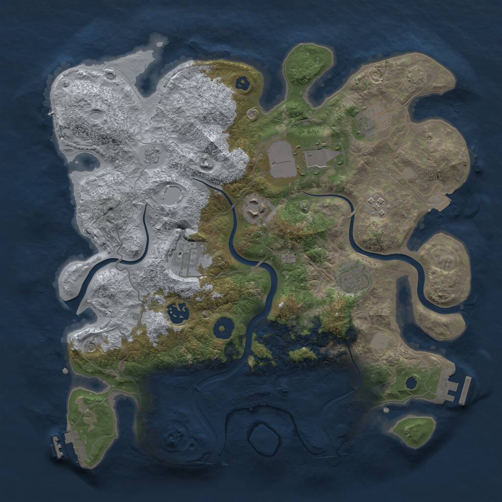 Rust Map: Procedural Map, Size: 3500, Seed: 69691169, 13 Monuments