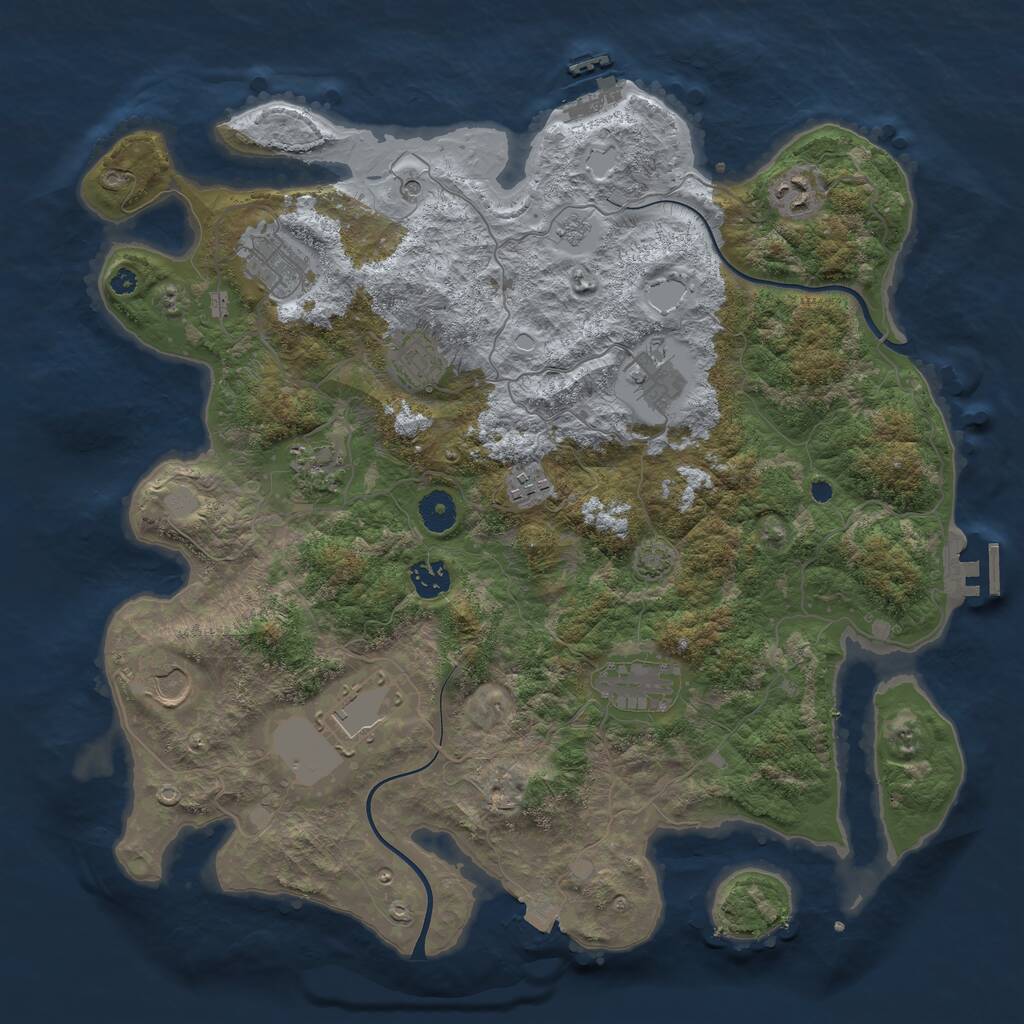 Rust Map: Procedural Map, Size: 3950, Seed: 761068, 16 Monuments