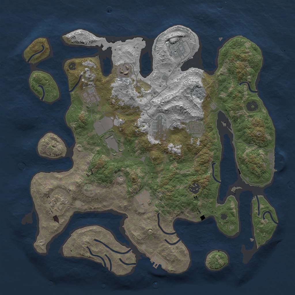 Rust Map: Procedural Map, Size: 3950, Seed: 761068, 15 Monuments