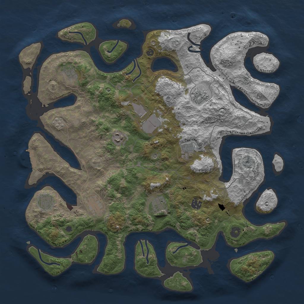 Rust Map: Procedural Map, Size: 4250, Seed: 207053, 14 Monuments