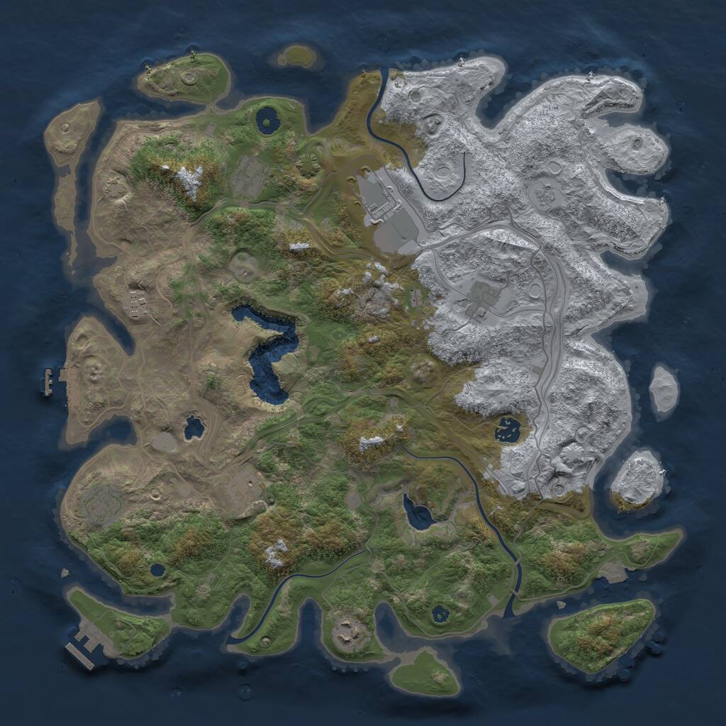 Rust Map: Procedural Map, Size: 4250, Seed: 207053, 14 Monuments