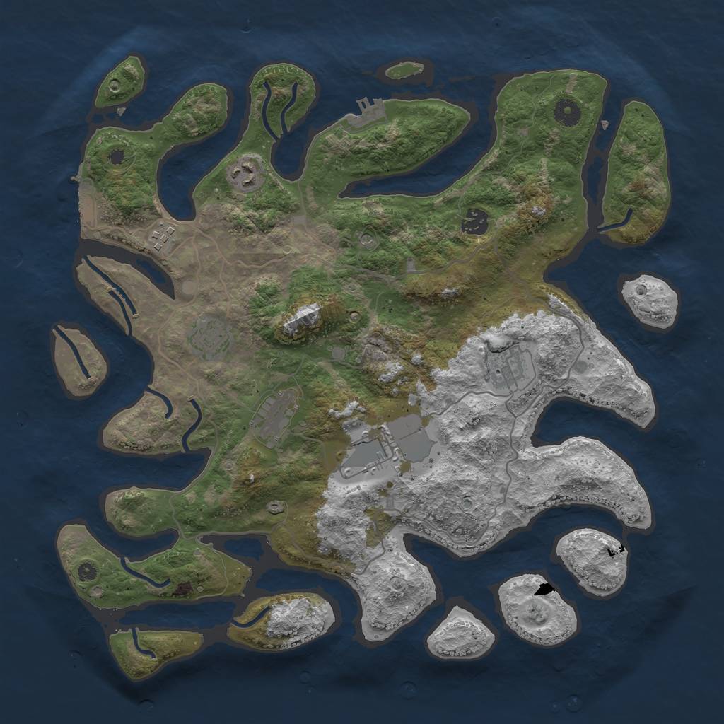 Rust Map: Procedural Map, Size: 4000, Seed: 8828067, 12 Monuments