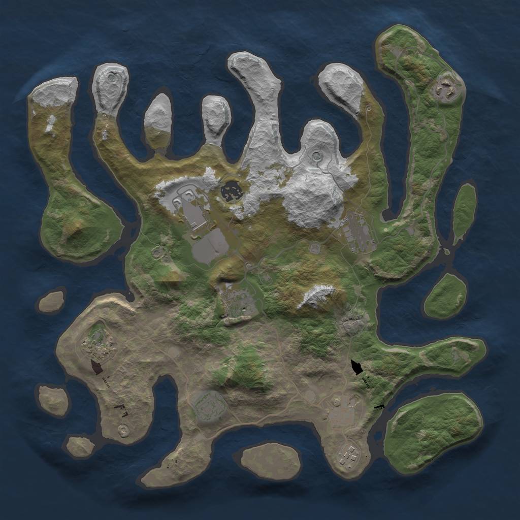 Rust Map: Barren, Size: 3750, Seed: 3467800, 12 Monuments