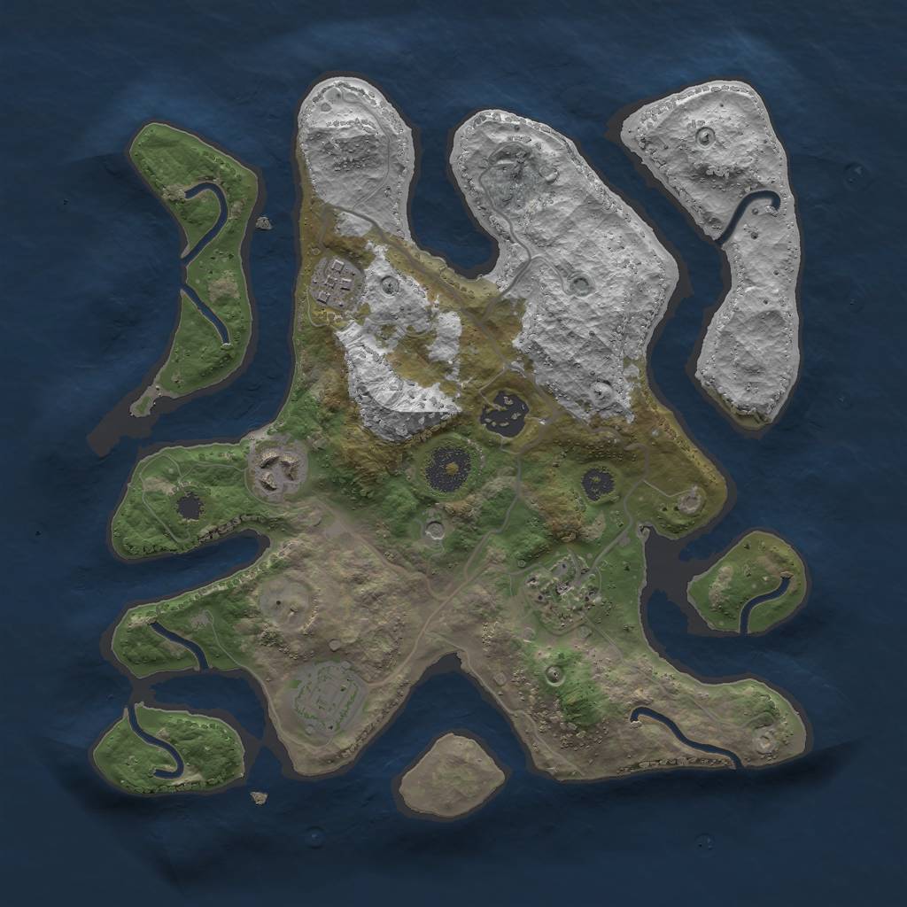 Rust Map: Procedural Map, Size: 3000, Seed: 984735, 8 Monuments