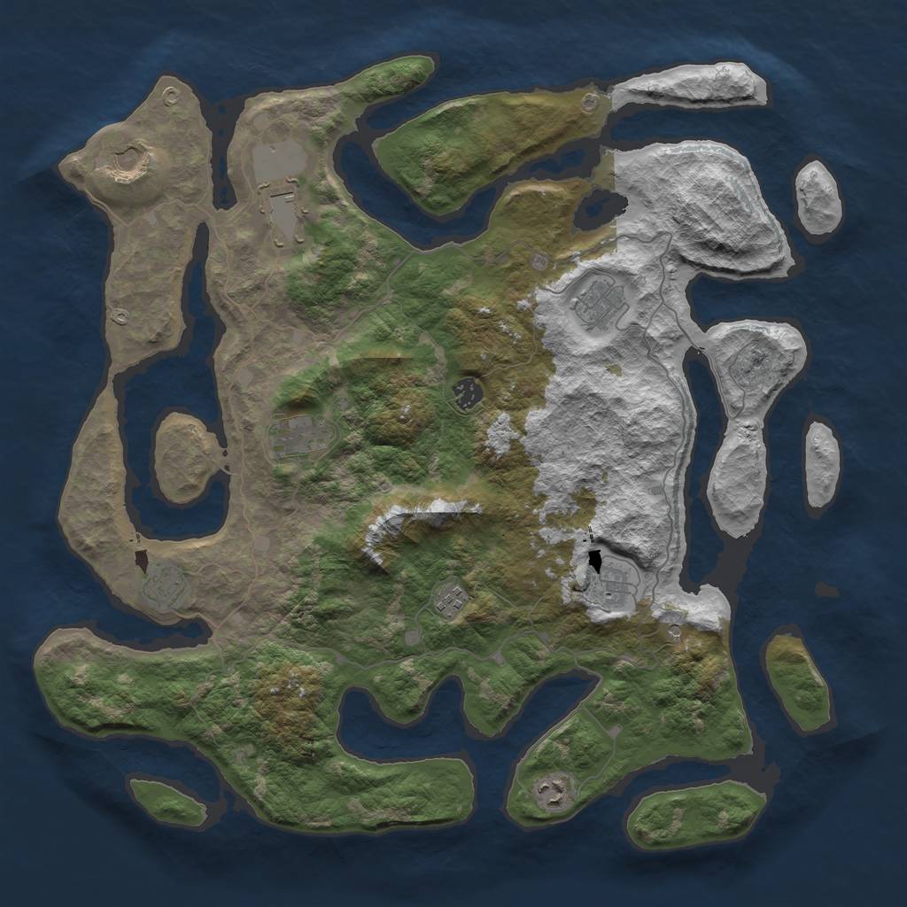 Rust Map: Barren, Size: 4500, Seed: 43007, 12 Monuments