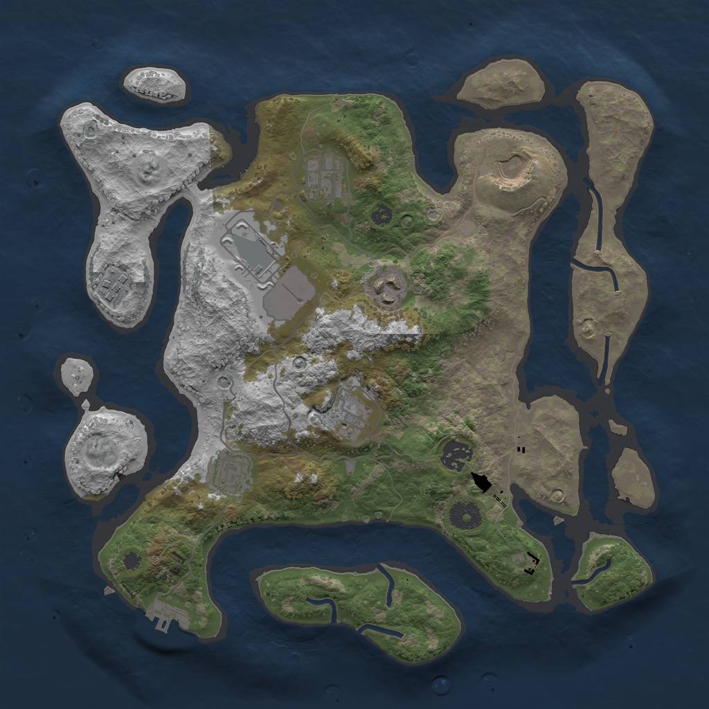 Rust Map: Procedural Map, Size: 3500, Seed: 141366291, 12 Monuments