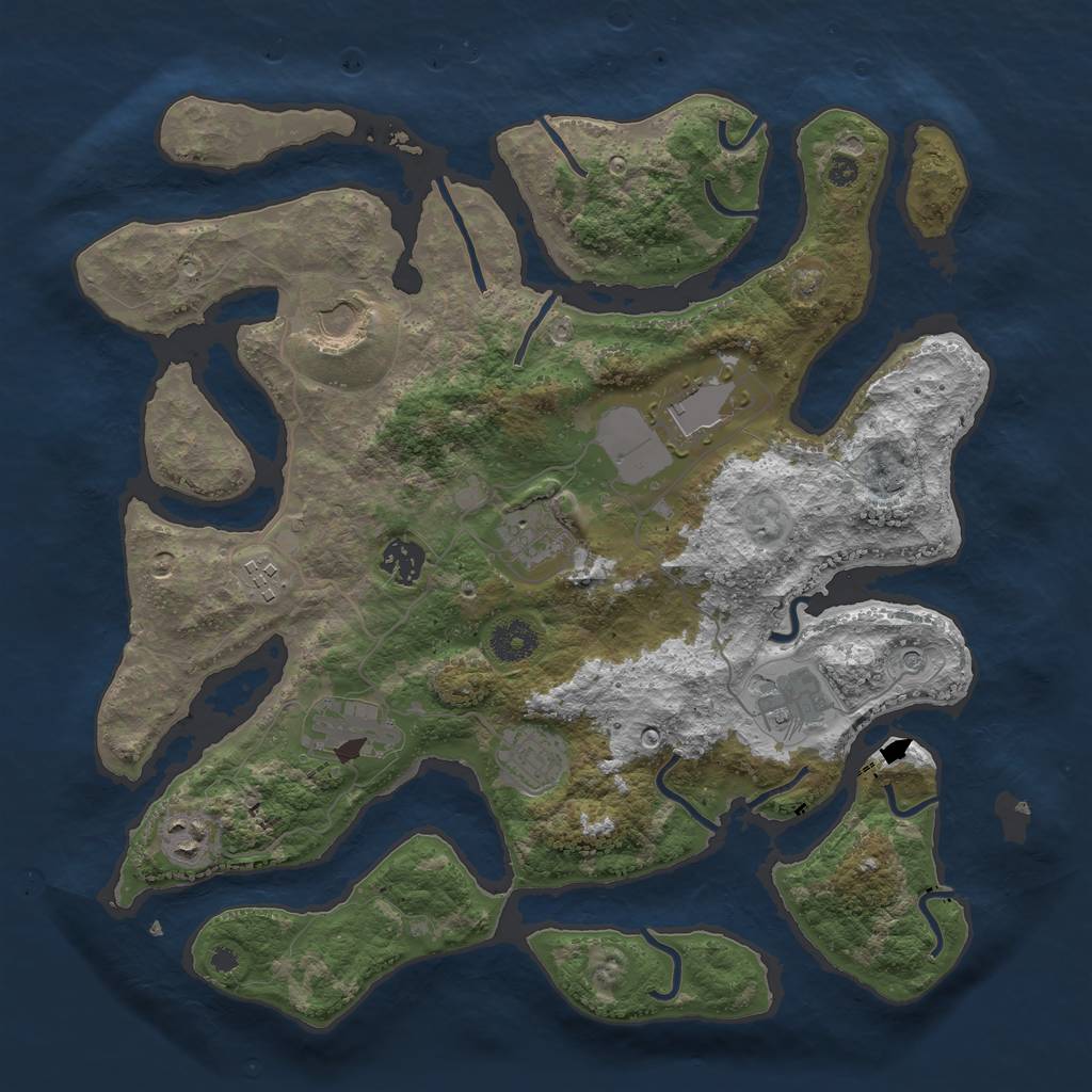 Rust Map: Procedural Map, Size: 3700, Seed: 300721, 12 Monuments