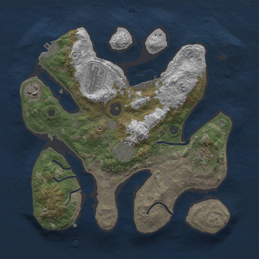 Rust Map: Procedural Map, Size: 3000, Seed: 694143, 8 Monuments