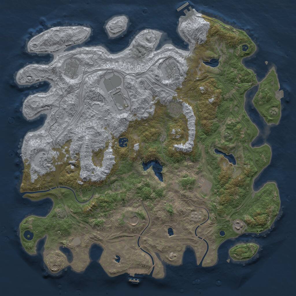 Rust Map: Procedural Map, Size: 4500, Seed: 2637963, 16 Monuments