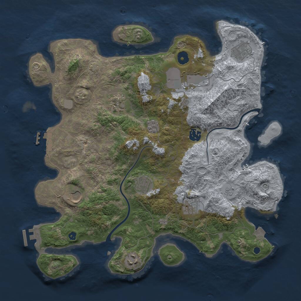 Rust Map: Procedural Map, Size: 3700, Seed: 37655909, 15 Monuments