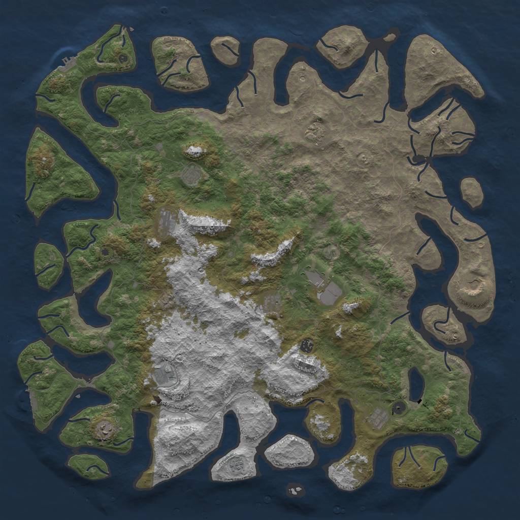 Rust Map: Procedural Map, Size: 6000, Seed: 1832237628, 16 Monuments