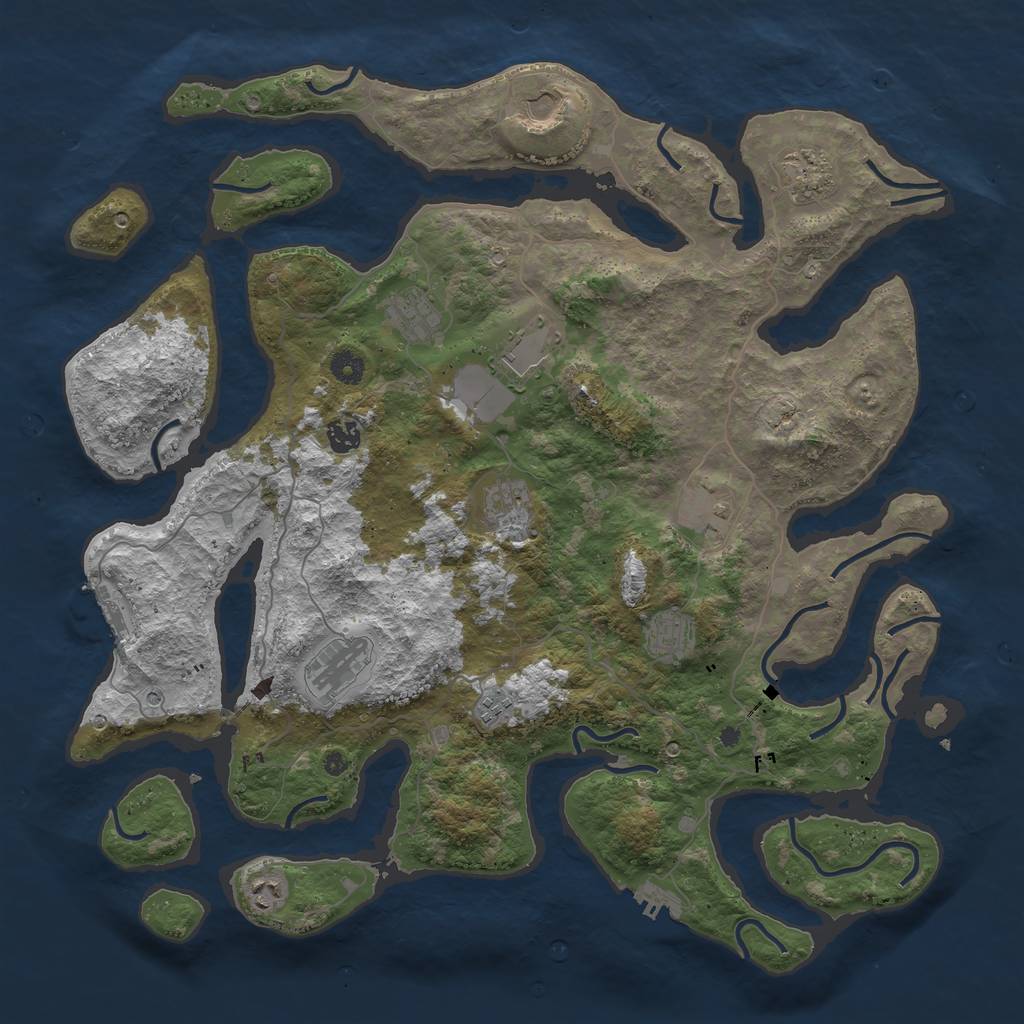 Rust Map: Procedural Map, Size: 4500, Seed: 51, 16 Monuments