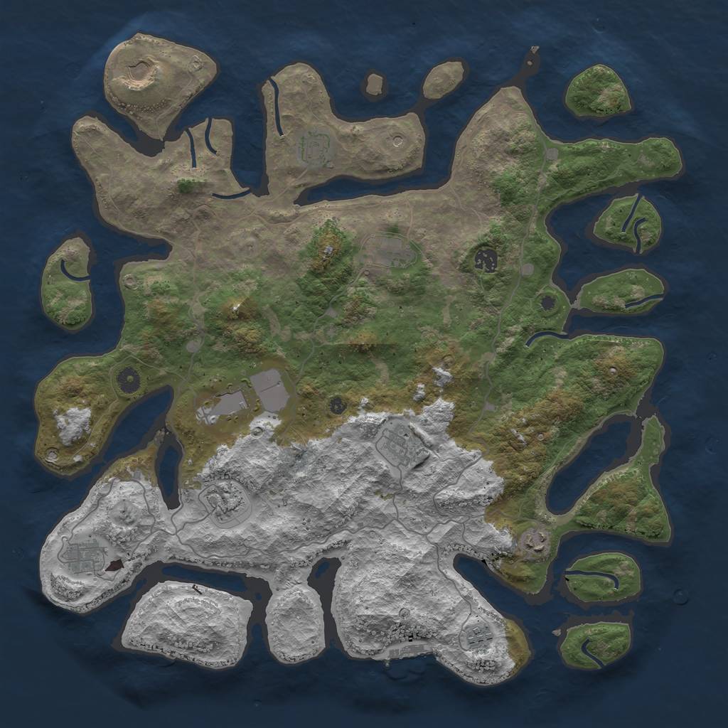 Rust Map: Procedural Map, Size: 4500, Seed: 1224610653, 14 Monuments