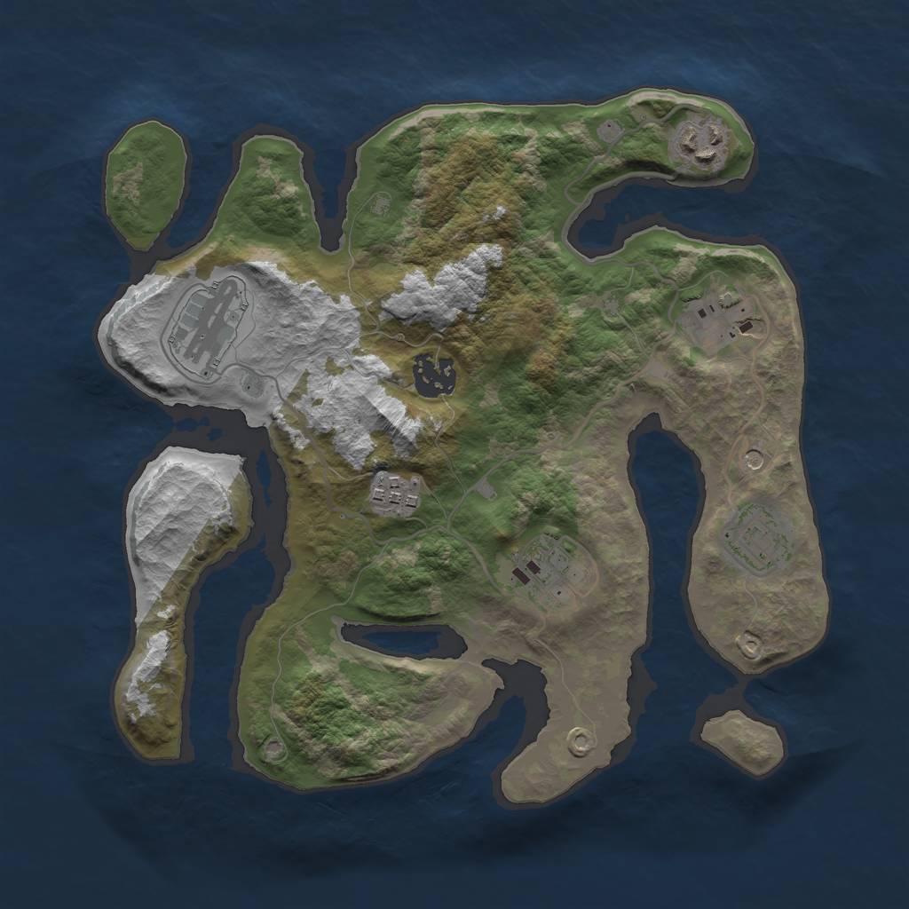 Rust Map: Barren, Size: 3000, Seed: 561393, 10 Monuments