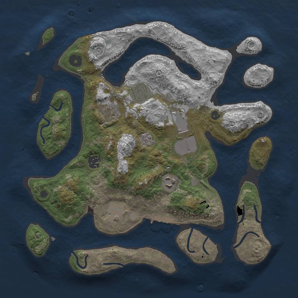 Rust Map: Procedural Map, Size: 3500, Seed: 86552, 11 Monuments