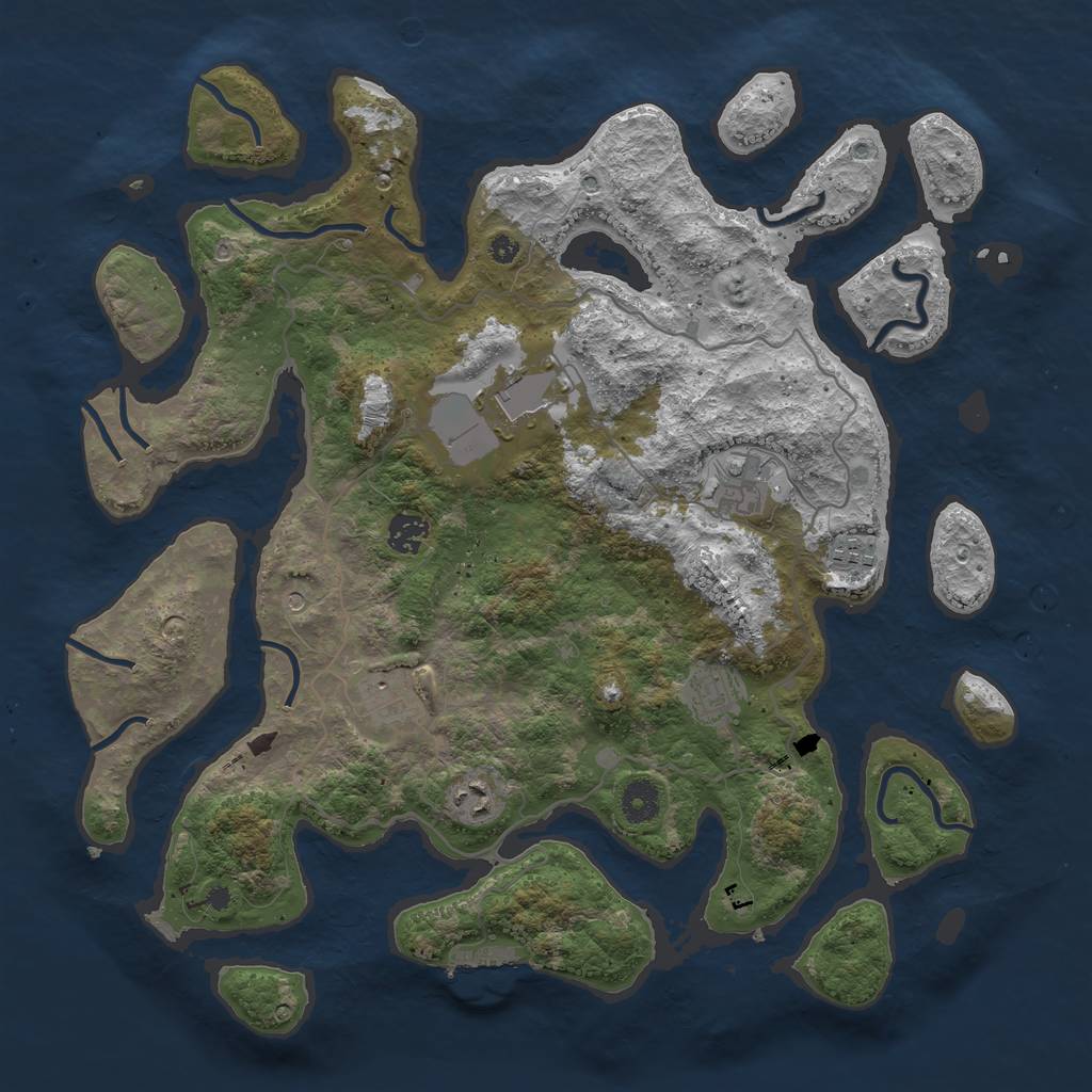 Rust Map: Procedural Map, Size: 4000, Seed: 958558834, 11 Monuments