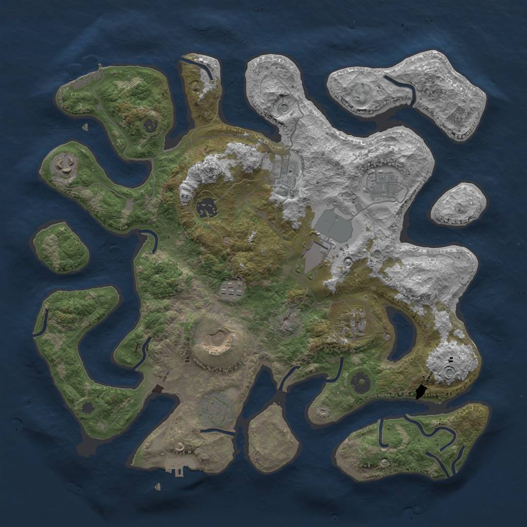 Rust Map: Procedural Map, Size: 3850, Seed: 1073558253, 14 Monuments