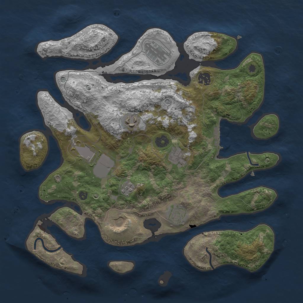 Rust Map: Procedural Map, Size: 3500, Seed: 988853323, 12 Monuments