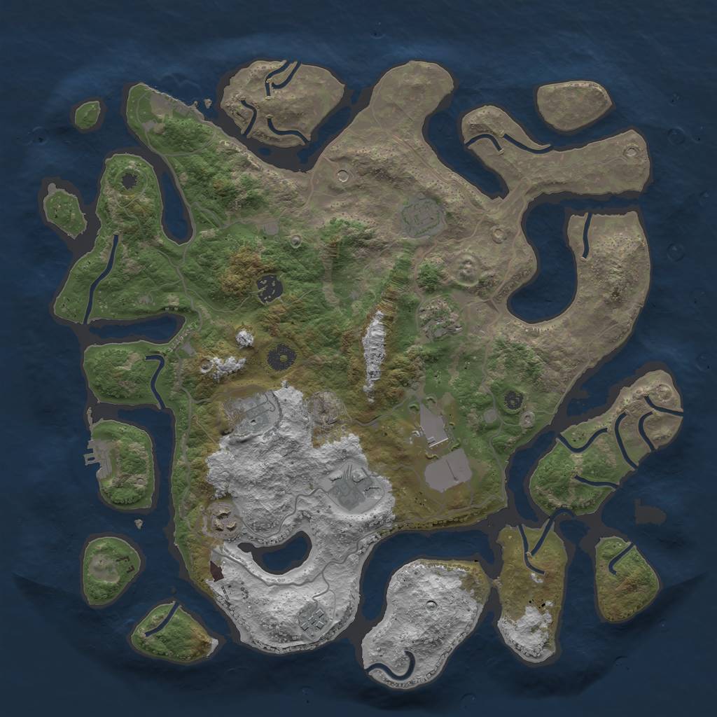 Rust Map: Procedural Map, Size: 4000, Seed: 34561235, 13 Monuments