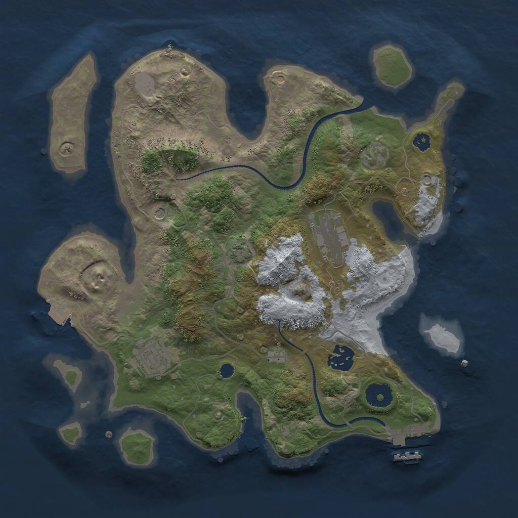 Rust Map: Procedural Map, Size: 3000, Seed: 153519, 7 Monuments