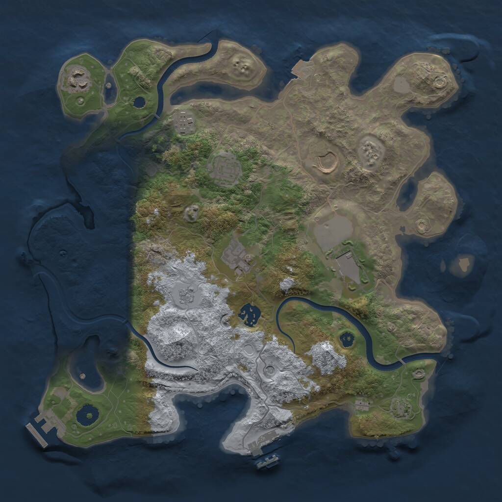 Rust Map: Procedural Map, Size: 3500, Seed: 1832237628, 13 Monuments