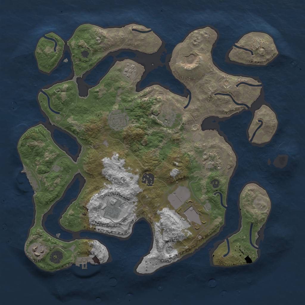 Rust Map: Procedural Map, Size: 3500, Seed: 1832237628, 14 Monuments