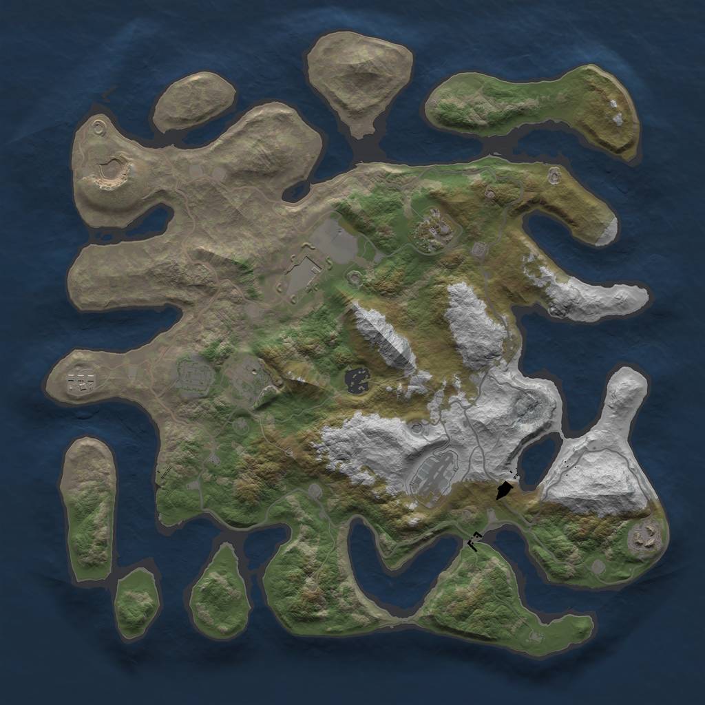 Rust Map: Barren, Size: 4000, Seed: 1792146457, 12 Monuments