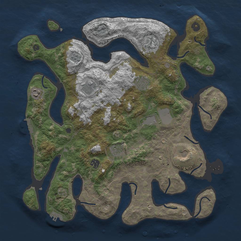 Rust Map: Procedural Map, Size: 4000, Seed: 57436675, 14 Monuments