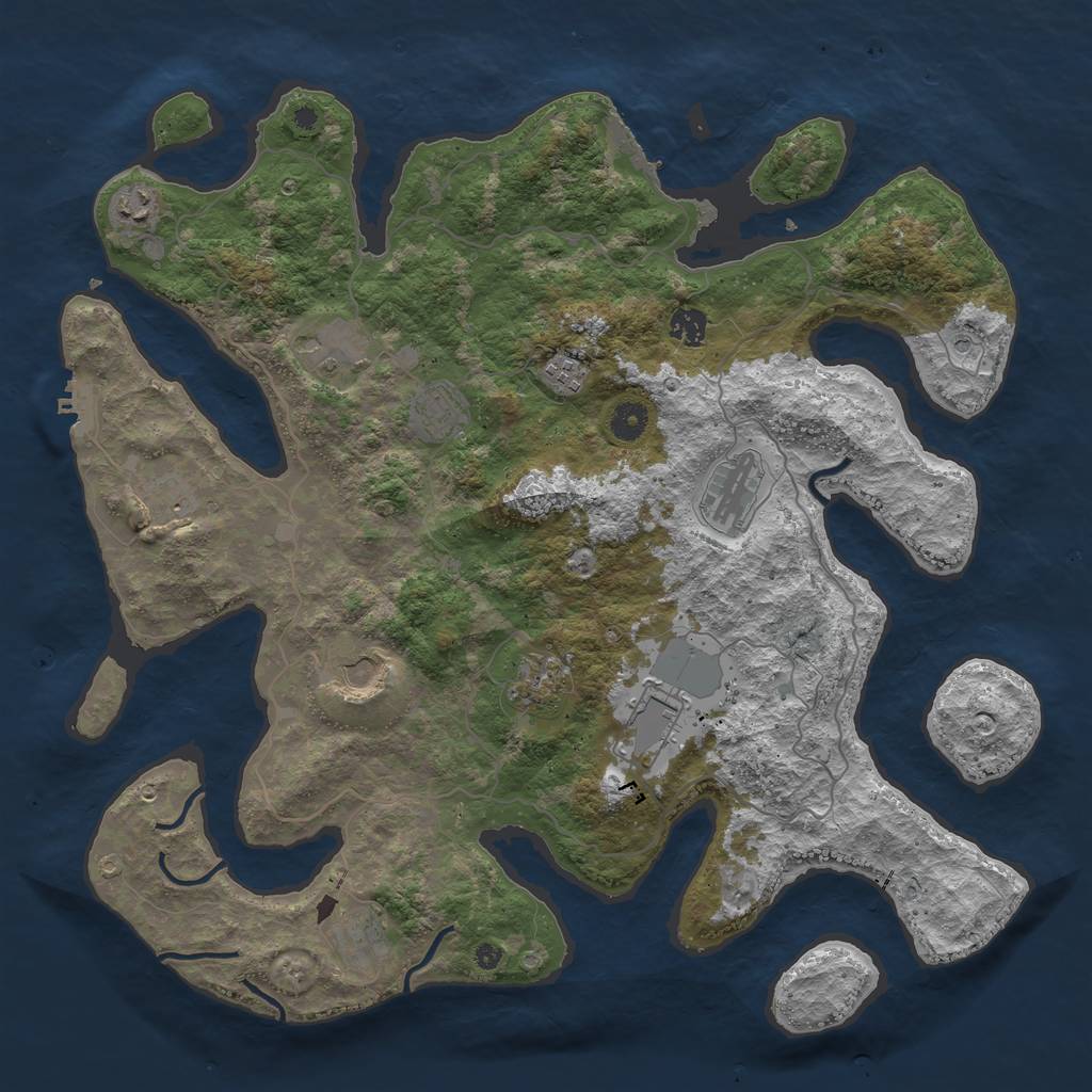 Rust Map: Procedural Map, Size: 4300, Seed: 2023445955, 16 Monuments