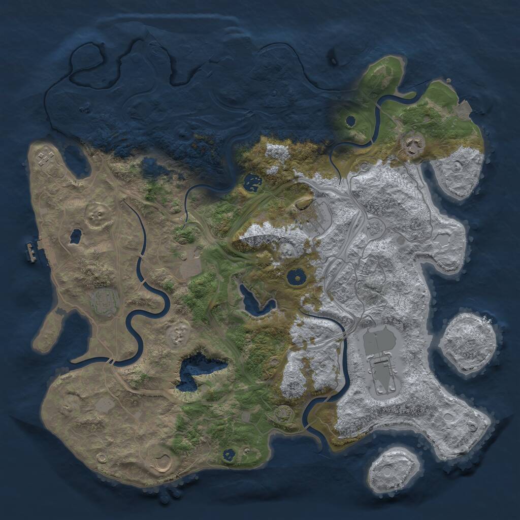Rust Map: Procedural Map, Size: 4300, Seed: 2023445955, 14 Monuments