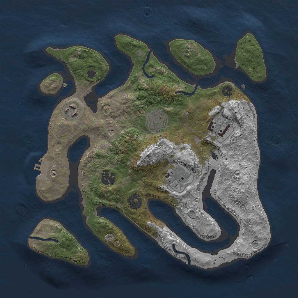 Rust Map: Procedural Map, Size: 3000, Seed: 948455, 9 Monuments