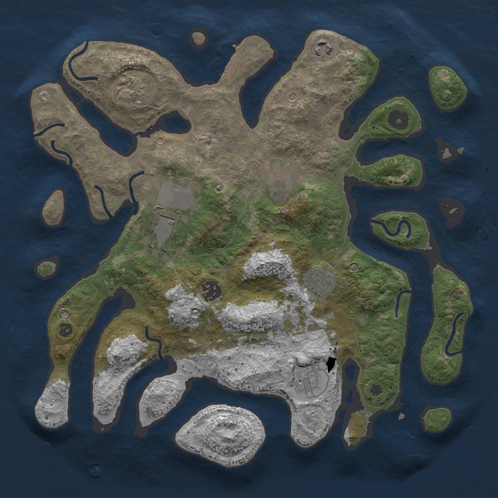 Rust Map: Procedural Map, Size: 3750, Seed: 578579834, 11 Monuments