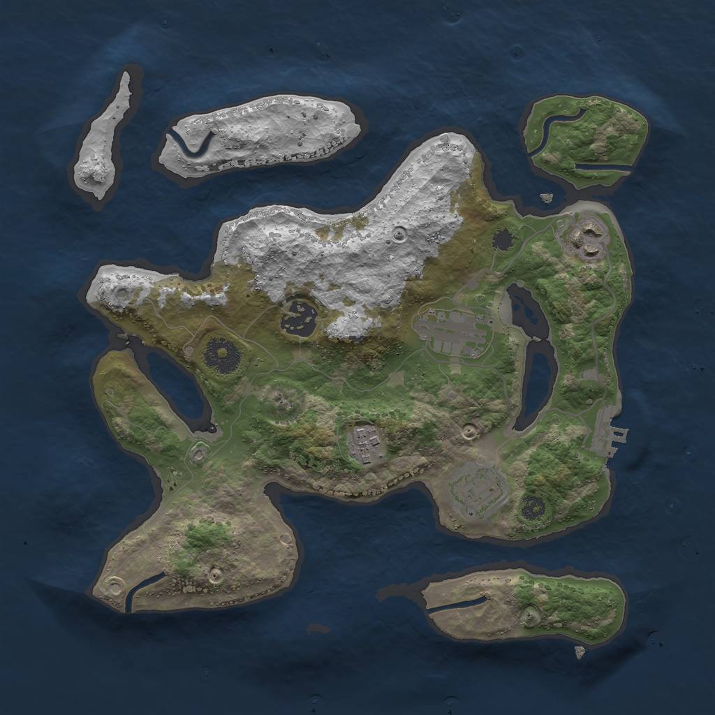 Rust Map: Procedural Map, Size: 3000, Seed: 12131542, 8 Monuments